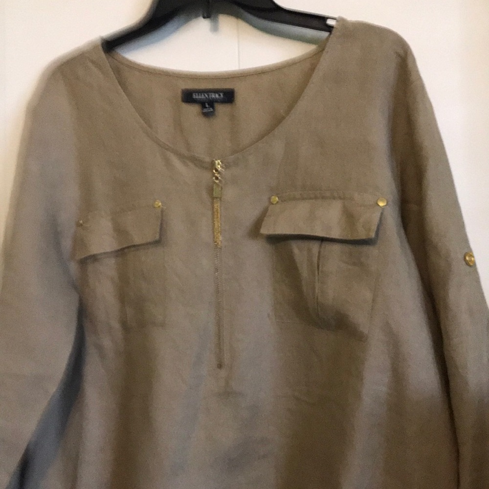 Ellen Tracy 100% Linen Pullover Blouse